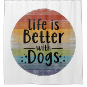 犬の方が命が縮まる シャワーカーテン (正面)