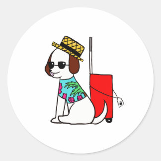 犬の旅行へハワイステッカー ラウンドシール