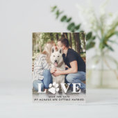 犬の日付を保存結婚する 案内ポストカード (スタンド正面)