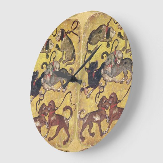 犬の旧式なTarots /Germanの絵札7 ラージ壁時計 (傾斜)