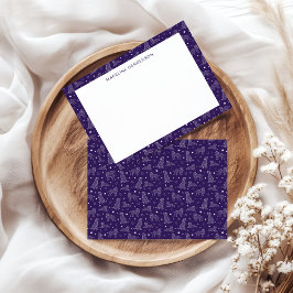 犬の星座お洒落ダークパープルモノグラム ノートカード