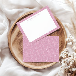 犬の星座お洒落ライトピンクモノグラム ノートカード