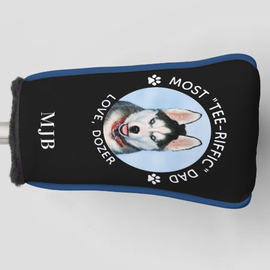 犬の最もTリフフィックなパパパーソナライズされたフォトパター ゴルフヘッドカバー (正面)