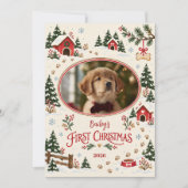 犬の最初のクリスマスフォト シーズンカード (正面)