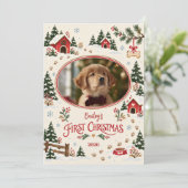犬の最初のクリスマスフォト シーズンカード (スタンド正面)