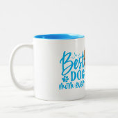 犬の最高のお母さんがペットの写真をブルーと命名 ツートーンマグカップ (左)