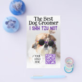 犬の最高のトリマーシーズー(犬)Tzu Not Logo QRコード チラシ (シングル)