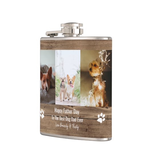 犬の最高のパパがフォトファーザーズの日 フラスク (左)