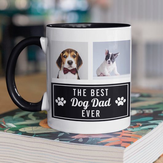 犬の最高のパパは今まで黒いペットコラージュ写真 マグカップ