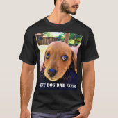犬の最高のパパは常に写真の子犬のギフトペットのおもしろい Tシャツ (正面)