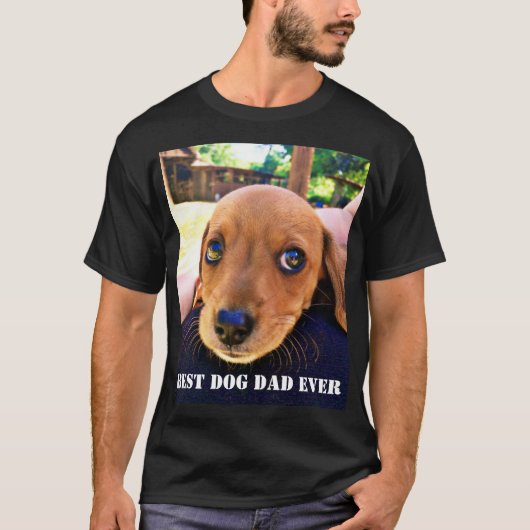 犬の最高のパパは常に写真の子犬のギフトペットのおもしろい Tシャツ (正面)