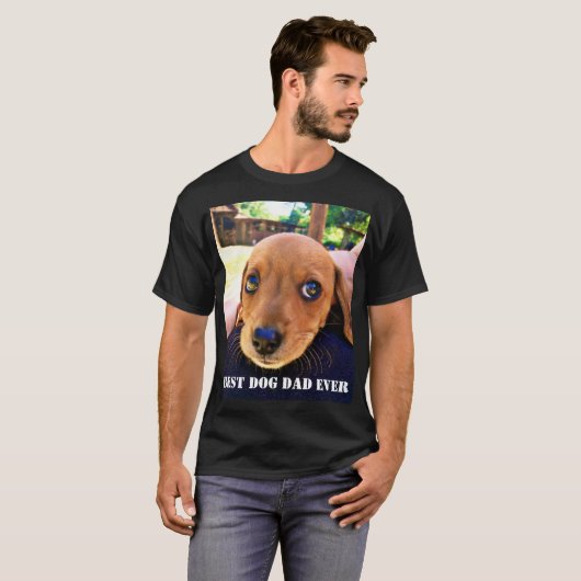犬の最高のパパは常に写真の子犬のギフトペットのおもしろい Tシャツ (正面フル)