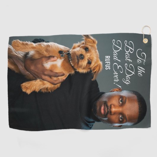 犬の最高のパパへのエバカスタムー写真 ゴルフタオル (横)
