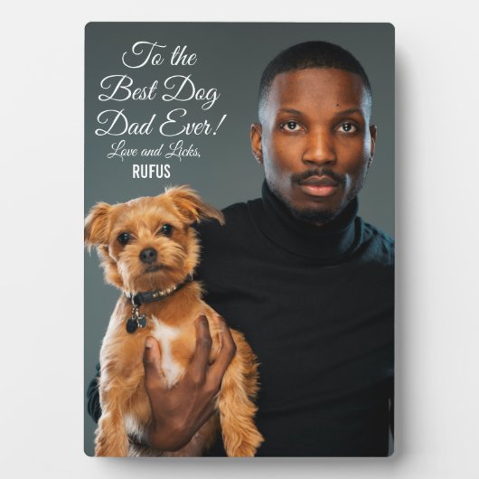 犬の最高のパパへのエバカスタムー写真 フォトプラーク (正面)