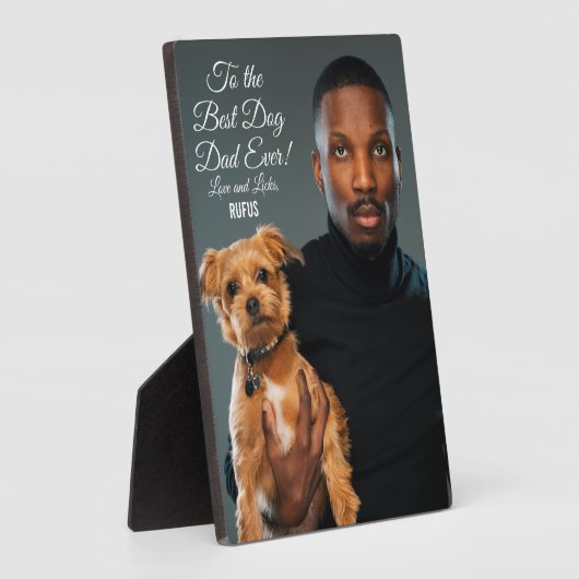 犬の最高のパパへのエバカスタムー写真 フォトプラーク (側面)