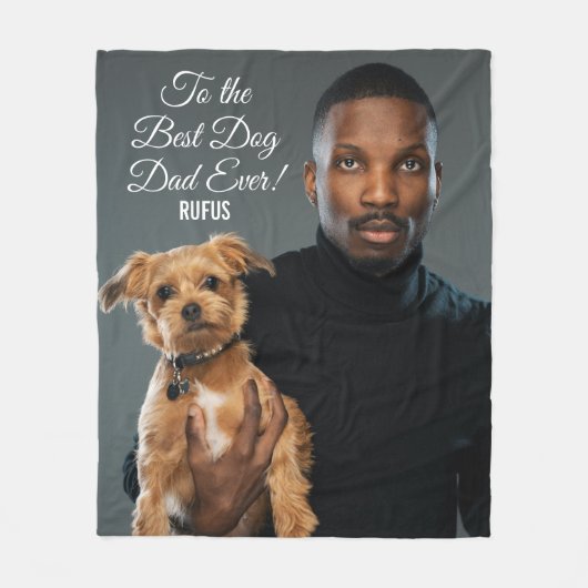 犬の最高のパパへのエバカスタムー写真 フリースブランケット (正面)