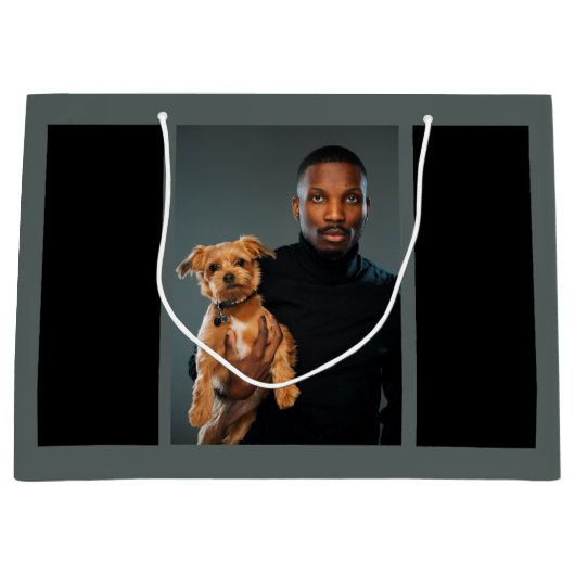 犬の最高のパパへのエバカスタムー写真 ラージペーパーバッグ (正面)