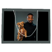 犬の最高のパパへのエバカスタムー写真 ラージペーパーバッグ (裏面)