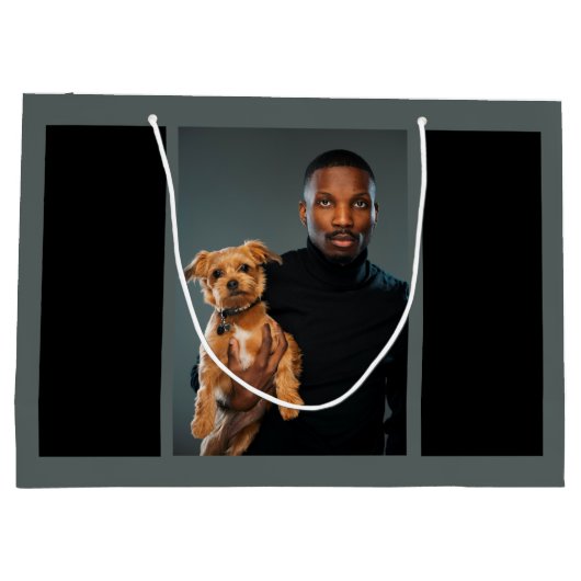 犬の最高のパパへのエバカスタムー写真 ラージペーパーバッグ (裏面)