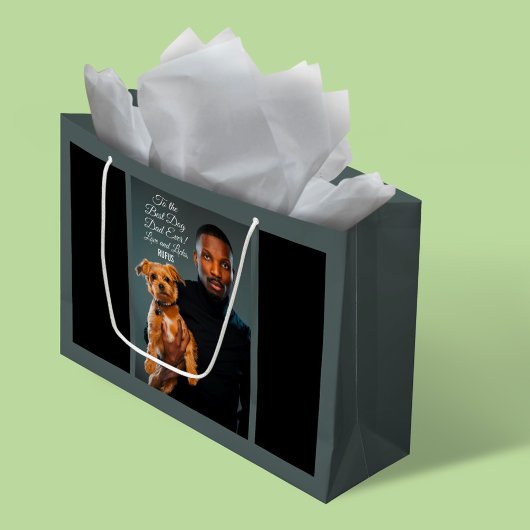 犬の最高のパパへのエバカスタムー写真 ラージペーパーバッグ