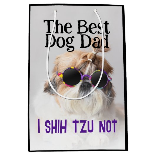犬の最高のパパシーズー(犬)Tzu Not Faters Day ミディアムペーパーバッグ (正面)