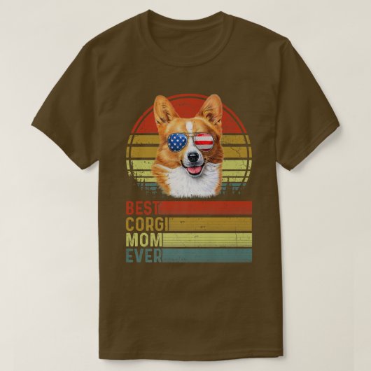 犬の最高のヴィンテージコルギママママエバーマザーデイパピーD Tシャツ (デザイン正面)