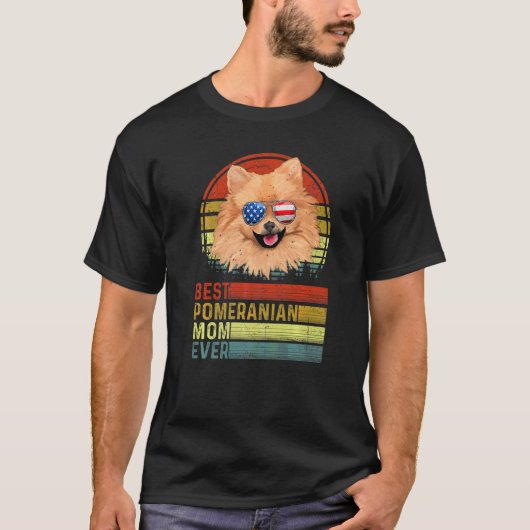 犬の最高のヴィンテージポメラニア犬母の日Pu Tシャツ (正面)