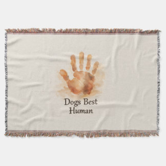 犬の最高の人 画家風ハンドプリントスローブランケット スローブランケット