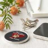 犬の最高の友人赤いハート金ゴールドポープリントペット キーホルダー (側面)