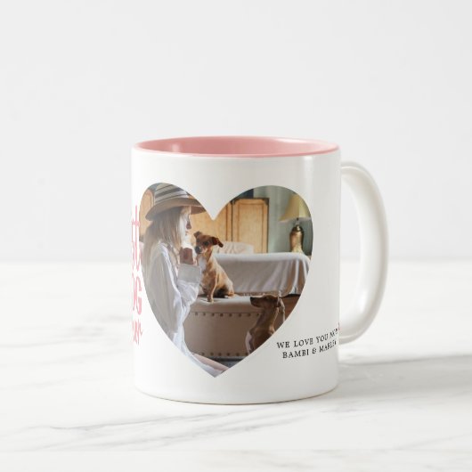 犬の最高の母がペットの写真をピンクと名付ける ツートーンマグカップ (正面右)