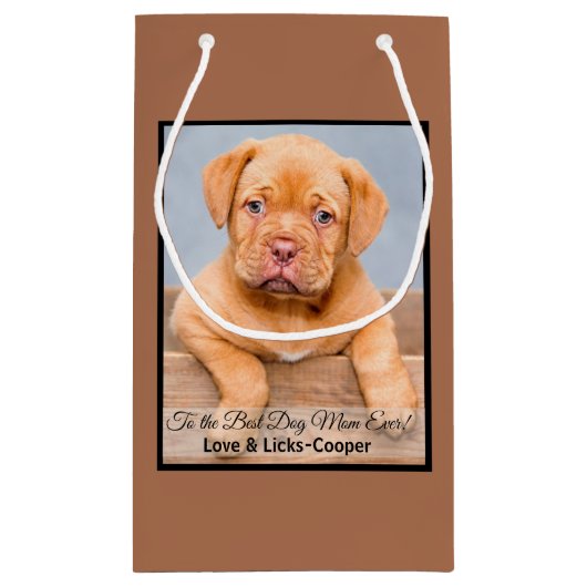 犬の最高の母へののカスタム写真 スモールペーパーバッグ (裏面)