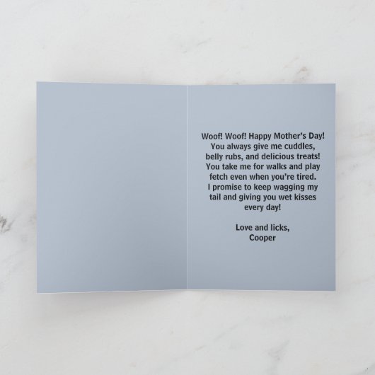 犬の最高の母への写真とカスタム文字 シーズンカード (内部)