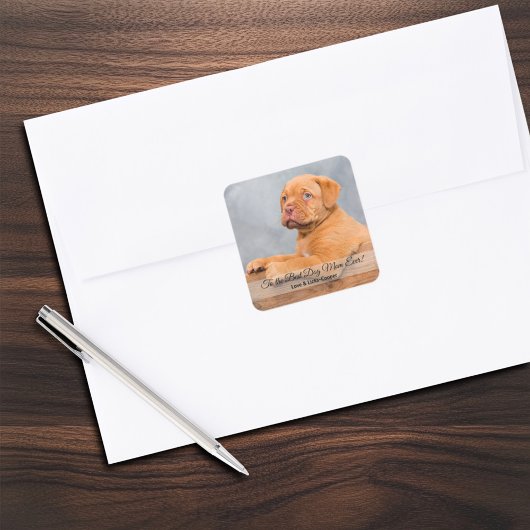 犬の最高の母への写真とカスタム文字 スクエアシール