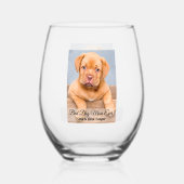 犬の最高の母への写真とカスタム文字 ステムなしワイングラス (裏面)