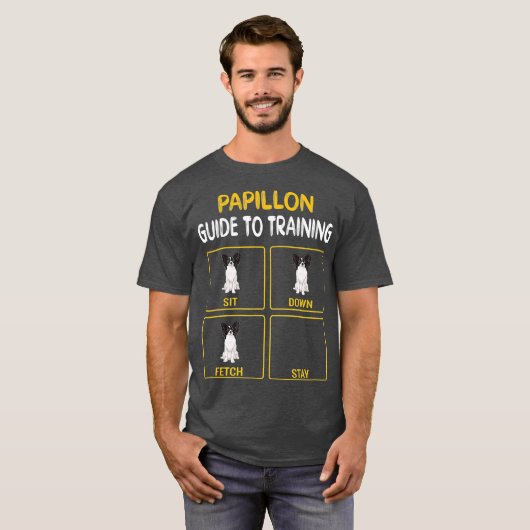 犬の服従を訓練するためのパピヨンのガイド Tシャツ (正面フル)