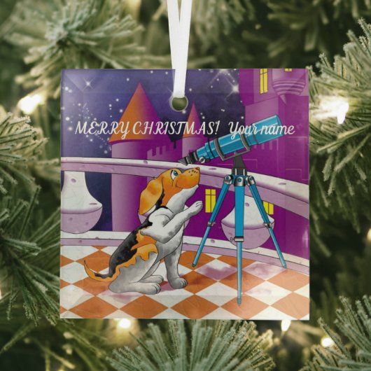 犬の望遠鏡 ガラスオーナメント (インサイチュ)