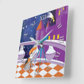 犬の望遠鏡 スクエア壁時計 (傾斜)