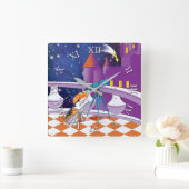 犬の望遠鏡 スクエア壁時計 (ホーム)