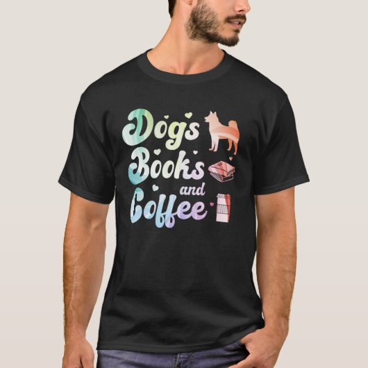 犬の本とコーヒー2 Tシャツ (正面)