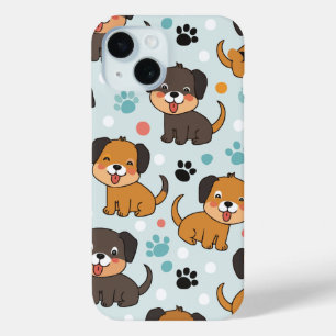 犬の柄 iPhone 15ケース