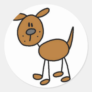 犬の棒の姿のステッカー ラウンドシール