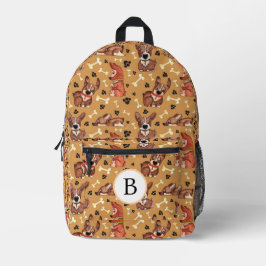 犬の模様の前版画と犬の骨の模様の名前 プリントバックパック