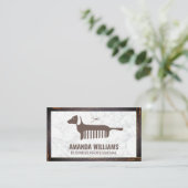 犬の櫛のアイコン |大理石 |ウッド縁ど 名刺 (スタンド正面)