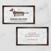 犬の櫛のアイコン |大理石 |ウッド縁ど 名刺 (正面/裏面)