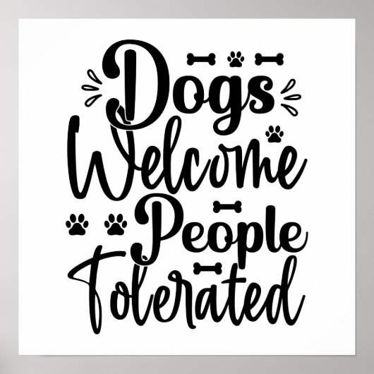 犬の歓迎の人々は許容されたタイポグラフィ犬のユーモア ポスター (正面)