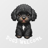 犬の歓迎ウィンドウにしがみつく ウィンドウサイン (シート)