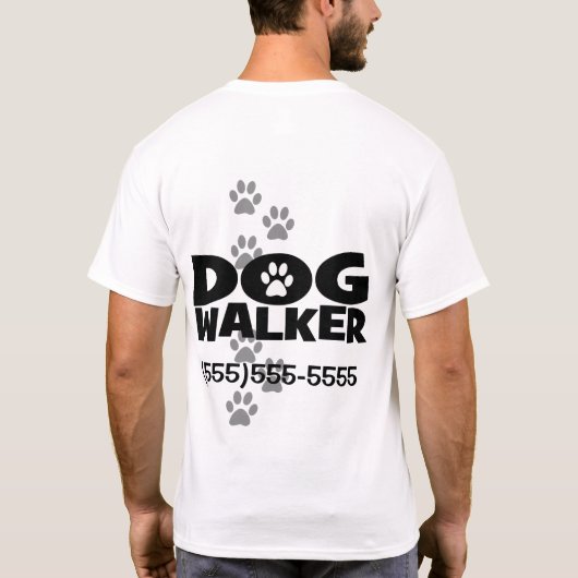 犬の歩くおよびドッグウォーカーのプロモーション! Tシャツ (裏面)