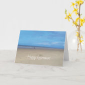 犬の歩くがビーチ退職カード カード (黄色い花)