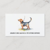 犬の歩くとペット座りサービス水色 名刺 (正面)