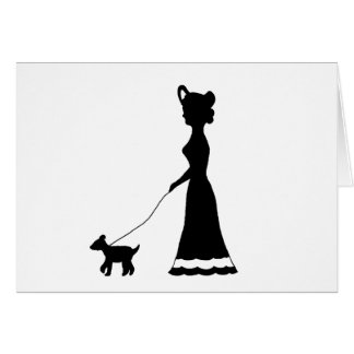 犬の歩くのシルエットカード